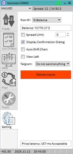 تصویر اکسپرت مدیریت سرمایه Assistant برای MT5 با امکانات پارشال کلوز و Trailing Stop