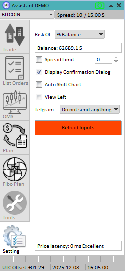 اکسپرت مدیریت سرمایه نسخه 65 روی چارت متاتریدر با تنظیم هوشمند SL و TP